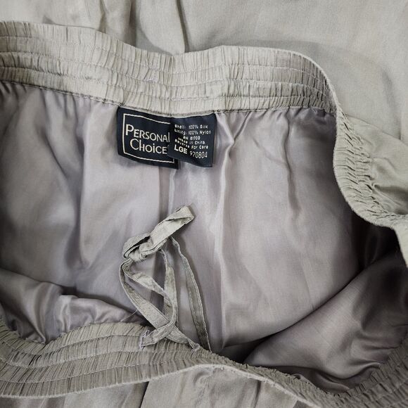 Personal Choice Womens Pants Size Large Tan 100% Silk Pull On Drawstring Lined - Picture 6 of 8